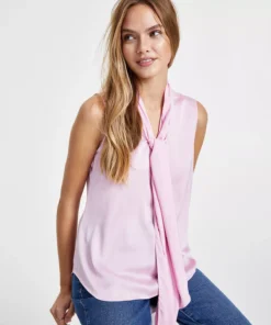 Bar III Women's Sleeveless Bow-Tie Blouse, Created For Macy's -CeCe cloth-shop 22803145 fpx