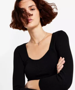 Bar III Women's 3/4-Sleeve Square-Neck Sweater, Created For Macy's -CeCe cloth-shop 22803178 fpx