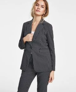 Bar III Women's Patterned Jacquard One-Button Blazer, Created For Macy's