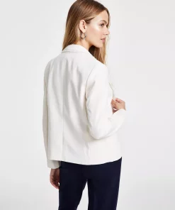 Bar III Women's Faux-Double-Breasted Fringe-Trim Blazer, Created For Macy's -CeCe cloth-shop 22803263 fpx