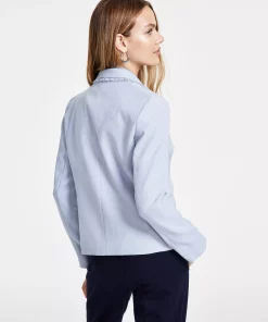 Bar III Women's Faux-Double-Breasted Fringe-Trim Blazer, Created For Macy's -CeCe cloth-shop 22803266 fpx