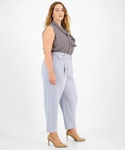 Bar III Plus Size Belted Textured Crepe Pants -CeCe cloth-shop 22803287 fpx