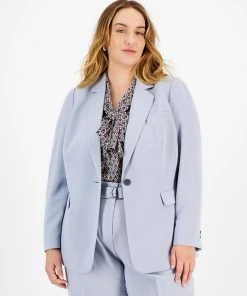Bar III Plus Size Textured Crepe Single-Button Blazer, Created For Macy's
