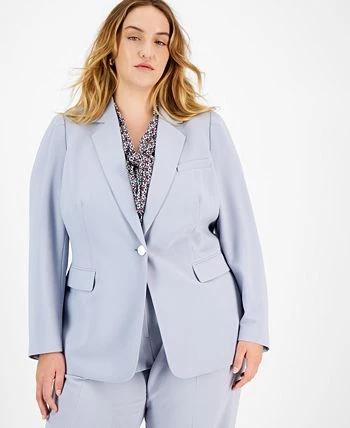 Bar III Plus Size Textured Crepe Single-Button Blazer, Created For Macy's 3 Bar III Plus Size Textured Crepe Single-Button Blazer, Created For Macy's - Image 3