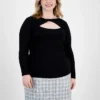 Bar III Plus Size Cut-Out Twist Neck Sweater, Created For Macy's