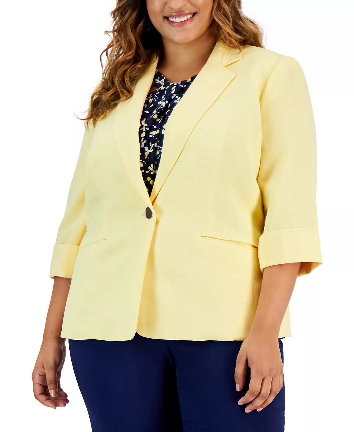 Kasper Plus Size 3/4-Sleeve Single-Button Blazer 3 Kasper Plus Size 3/4-Sleeve Single-Button Blazer - Image 3