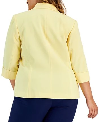 Kasper Plus Size 3/4-Sleeve Single-Button Blazer 2 Kasper Plus Size 3/4-Sleeve Single-Button Blazer - Image 2