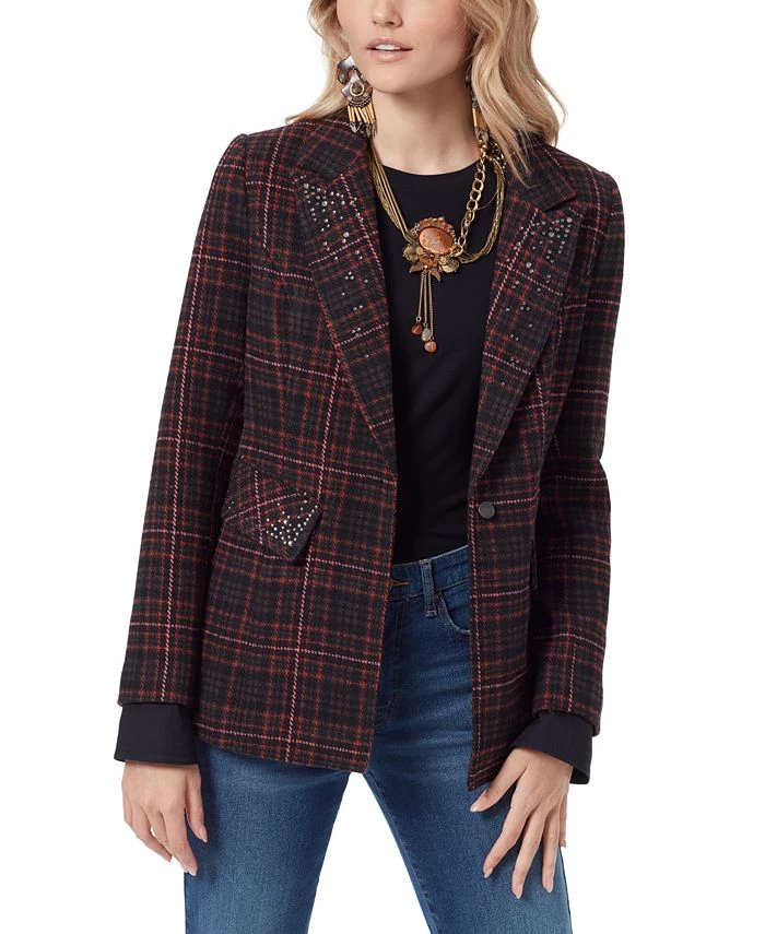 Sam Edelman Women's Margot Embellished Plaid Blazer 1 Sam Edelman Women's Margot Embellished Plaid Blazer