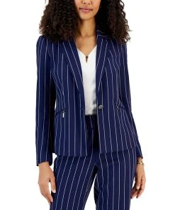 Kasper Women's Pinstriped Zip-Pocket Blazer
