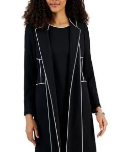 Kasper Women's Long Sleeve Seamed Topper Jacket 7 Kasper Women's Long Sleeve Seamed Topper Jacket -CeCe cloth-shop 22813278 fpx