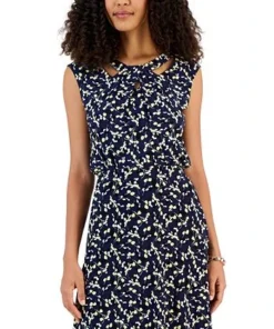 Kasper Women's Floral Print Twist Neck Top -CeCe cloth-shop 22813431 fpx