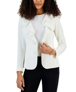 Kasper Women's Ruffled Two-Button Long-Sleeve Jacket
