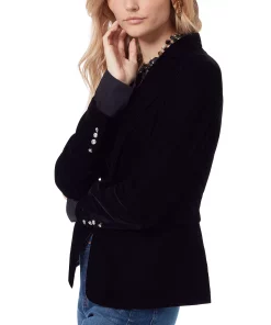 Sam Edelman Women's Velvet Notch-Collar One-Button Blazer -CeCe cloth-shop 22814391 fpx