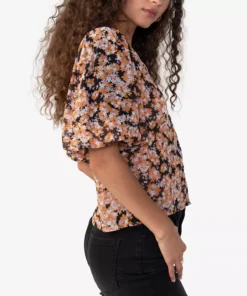 Sanctuary Women's V-Neck Puff-Sleeve Blouse -CeCe cloth-shop 22824138 fpx