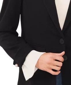 CeCe Women's Notched Collar Contrast Ruffled-Cuff Blazer 6 CeCe Women's Notched Collar Contrast Ruffled-Cuff Blazer -CeCe cloth-shop 22836981 fpx