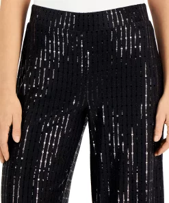 Anne Klein Women's Linear-Shine Pull-On Wide-Leg Pants -CeCe cloth-shop 22837417 fpx