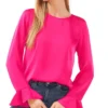 CeCe Women's Ruffled-Cuff Long-Sleeve Round-Neck Blouse