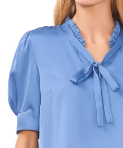 CeCe Women's Tie-Neck Short-Puff-Sleeve Top -CeCe cloth-shop 22850601 fpx