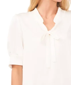 CeCe Women's Tie-Neck Short-Puff-Sleeve Top -CeCe cloth-shop 22850606 fpx