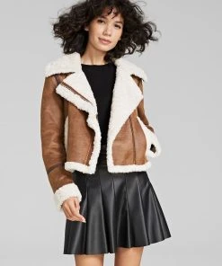 Sam Edelman Women's Faux-Shearling Moto Coat