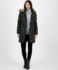 Michael Kors Women's Faux-Fur-Trim Hooded Puffer Coat, Created For Macy's