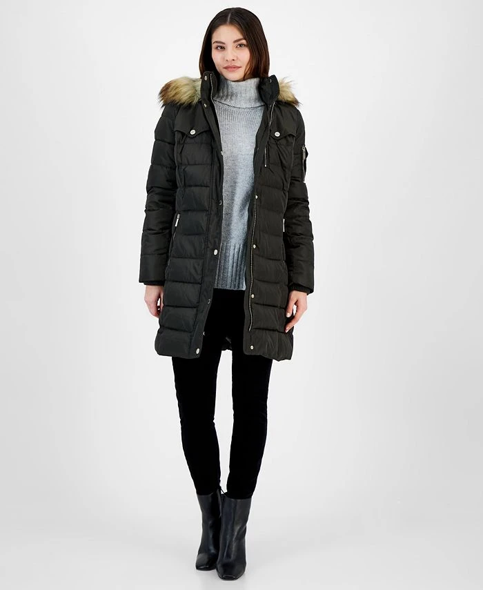 Michael Kors Women's Faux-Fur-Trim Hooded Puffer Coat, Created For Macy's 1 Michael Kors Women's Faux-Fur-Trim Hooded Puffer Coat, Created For Macy's