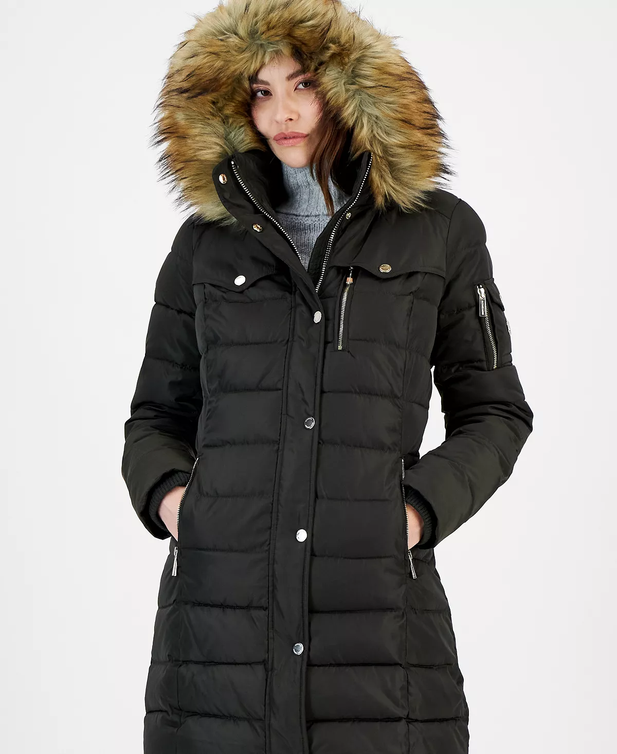 Michael Kors Women's Faux-Fur-Trim Hooded Puffer Coat, Created For Macy's 4 Michael Kors Women's Faux-Fur-Trim Hooded Puffer Coat, Created For Macy's - Image 4