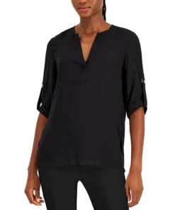 Anne Klein Women's Roll Tab Popover Shirt