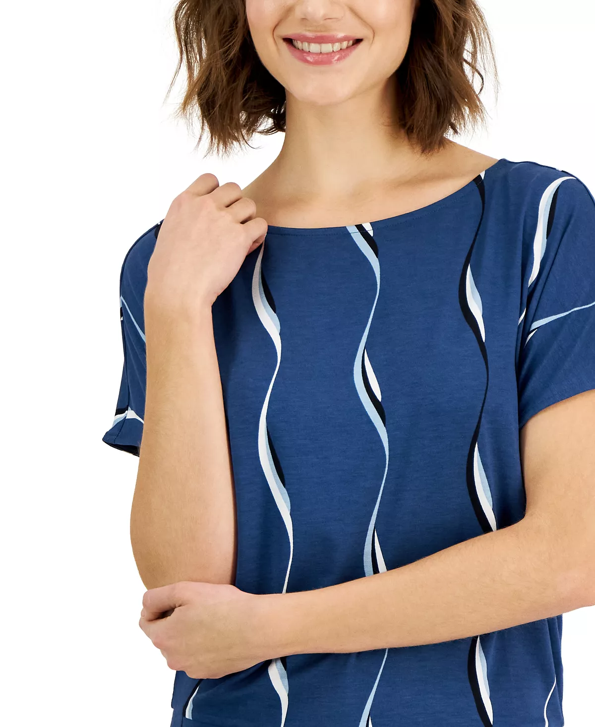 Alfani Women's Banded-Hem Boat-Neck Top, Created For Macy's 3 Alfani Women's Banded-Hem Boat-Neck Top, Created For Macy's - Image 3