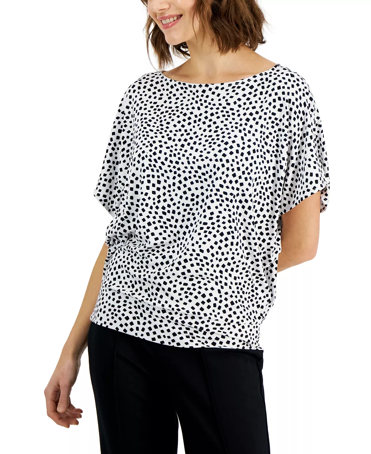 Alfani Women's Banded-Hem Boat-Neck Top, Created For Macy's 1 Alfani Women's Banded-Hem Boat-Neck Top, Created For Macy's