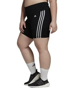 ADIDAS Essentials Plus Size 3-Stripes High-Waisted Shorts -CeCe cloth-shop 22864905 fpx