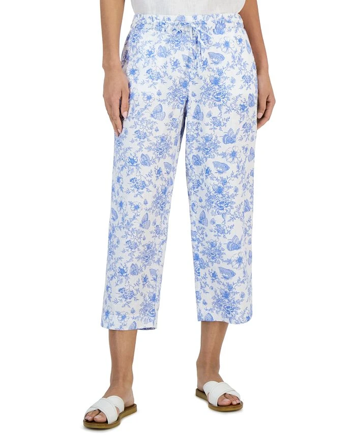 Charter Club Women's Linen Toile Cropped Pants, Created For Macy's 1 Charter Club Women's Linen Toile Cropped Pants, Created For Macy's