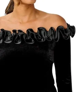 Adrianna Papell Women's Velvet Ruffled Off-The-Shoulder Top -CeCe cloth-shop 22866025 fpx
