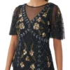 Adrianna Papell Women's Illusion-Detail Beaded Short-Sleeve Blouse