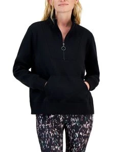 ID Ideology Plus Size Mock-Neck Long-Sleeve Fleece Sweatshirt, Created For Macy's