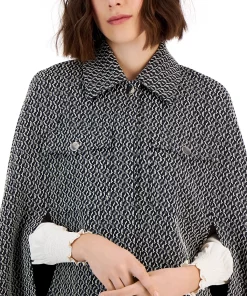 Anne Klein Women's Jacquard-Knit Cape-Sleeve Jacket -CeCe cloth-shop 22909209 fpx