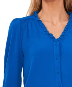 CeCe Women's Ruffled Button-Front Elbow Sleeve Blouse -CeCe cloth-shop 22916136 fpx