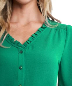 CeCe Women's Ruffled Button-Front Elbow Sleeve Blouse -CeCe cloth-shop 22916140 fpx