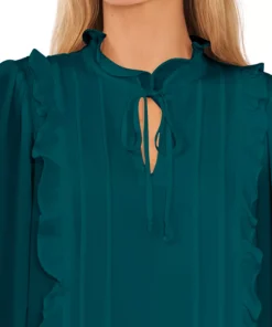 CeCe Women's Ruffled Pintucked Blouson-Sleeve Blouse 10 CeCe Women's Ruffled Pintucked Blouson-Sleeve Blouse -CeCe cloth-shop 22916318 fpx