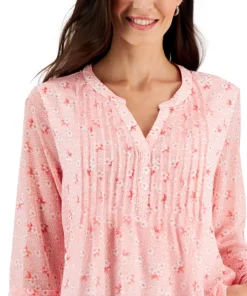 Charter Club Women's Floral-Print Pintuck Top, Created For Macy's 5 Charter Club Women's Floral-Print Pintuck Top, Created For Macy's -CeCe cloth-shop 22916320 fpx