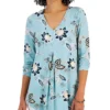 JM Collection Women's Printed V-Neck 3/4-Sleeve Tunic, Created For Macy's