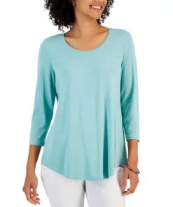 JM Collection 3/4-Sleeve Solid Tunic Top, Created For Macy's