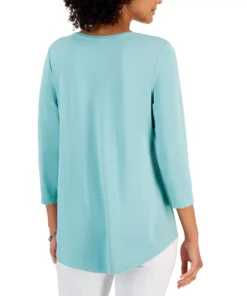 JM Collection 3/4-Sleeve Solid Tunic Top, Created For Macy's 15 JM Collection 3/4-Sleeve Solid Tunic Top, Created For Macy's -CeCe cloth-shop 22968113 fpx