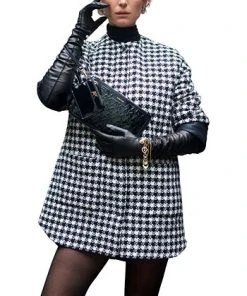 Anne Klein Women's Houndstooth Quilted Snap-Front Jacket -CeCe cloth-shop 22977895 fpx