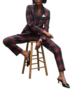 Anne Klein Women's Plaid One-Button Jacket -CeCe cloth-shop 22978087 fpx