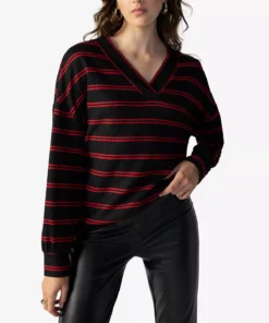 Sanctuary Women's Cozy V-Neck Waffle-Knit Tunic -CeCe cloth-shop 22978902 fpx