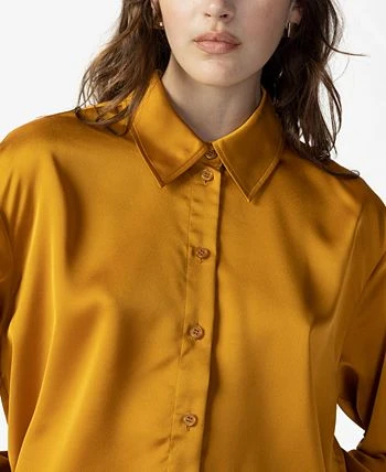 Sanctuary Women's Oversized Satin Button-Up Shirt 3 Sanctuary Women's Oversized Satin Button-Up Shirt - Image 3