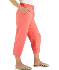 Charter Club Women's Linen Capri Tie-Waist Pants, Created For Macy's 16 Charter Club Women's Linen Capri Tie-Waist Pants, Created For Macy's -CeCe cloth-shop 22978986 fpx