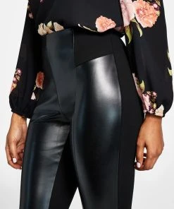INC International Concepts Women's Mixed-Media High-Rise Pants, Created For Macy's -CeCe cloth-shop 22979435 fpx