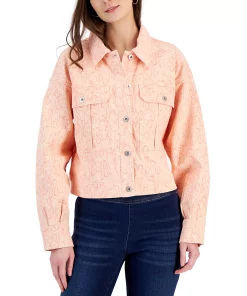 INC International Concepts Women's Snake-Print Denim Jacket, Created For Macy's 6 INC International Concepts Women's Snake-Print Denim Jacket, Created For Macy's -CeCe cloth-shop 22980284 fpx